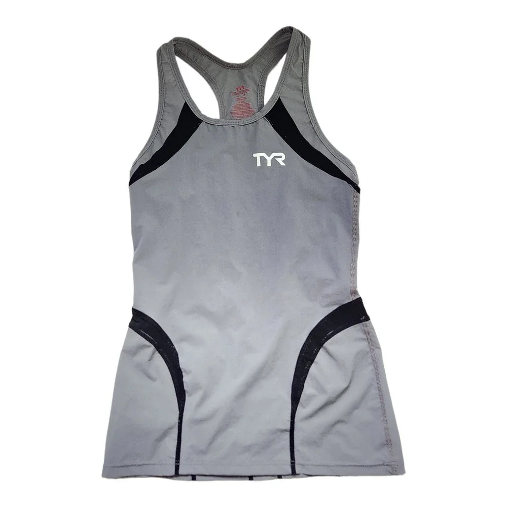 TYR  Racerback Performance Carbon Tank Top Womens Size XS Gray Sleeveless